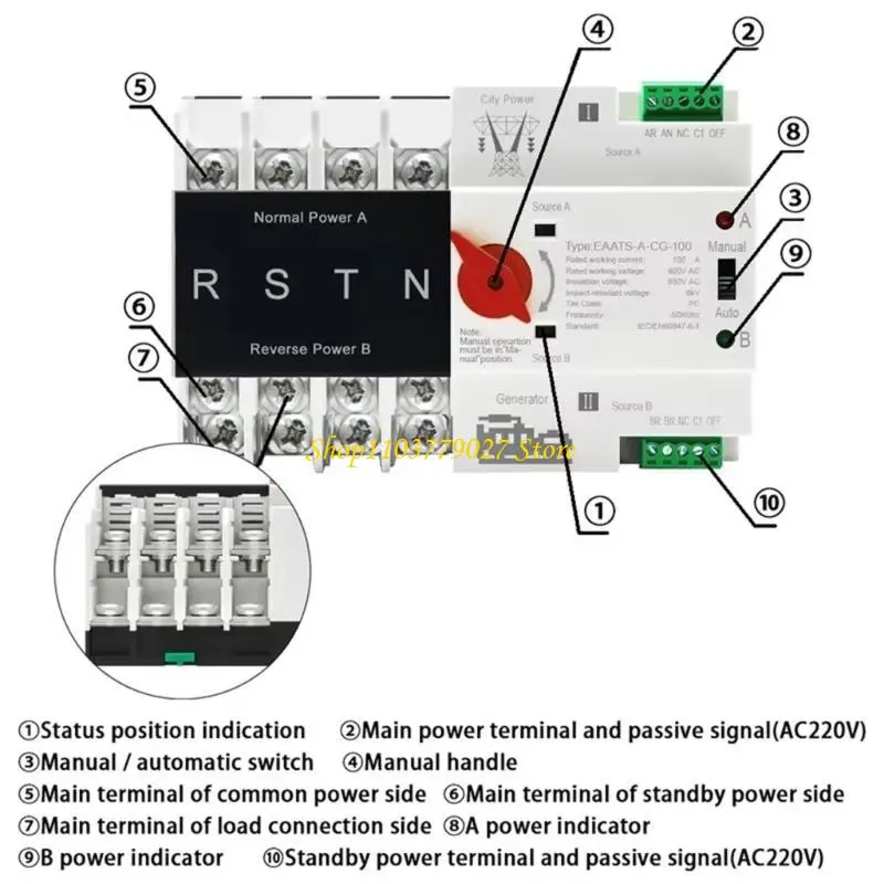 C4DF Electrical Selectors Switches 4P Automatic Transfer Switches for Emergency Power