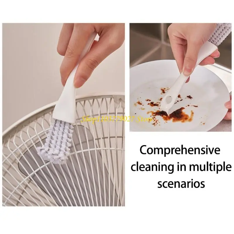 C4DF Functiona Parrots Cage Scrubber Durable Nylon Bristles Tight Corner Cleaning Tool