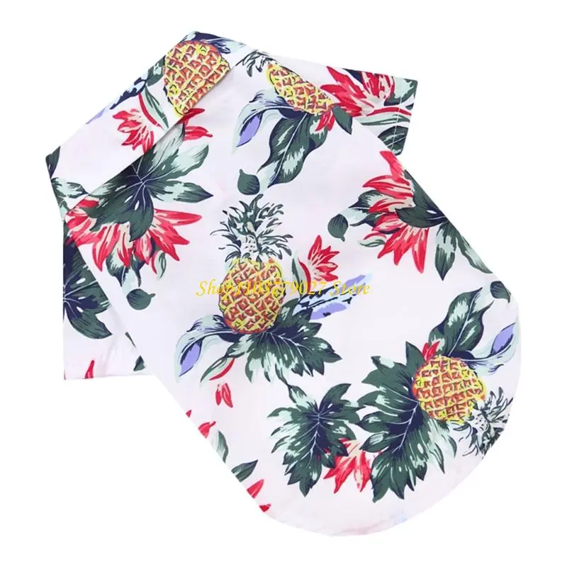 C4DF Lovely Puppy Beach Shirt Shirt T-shirt Shirt Pineapple Beach Outfit Shirt Costume Pet Outfit Party
