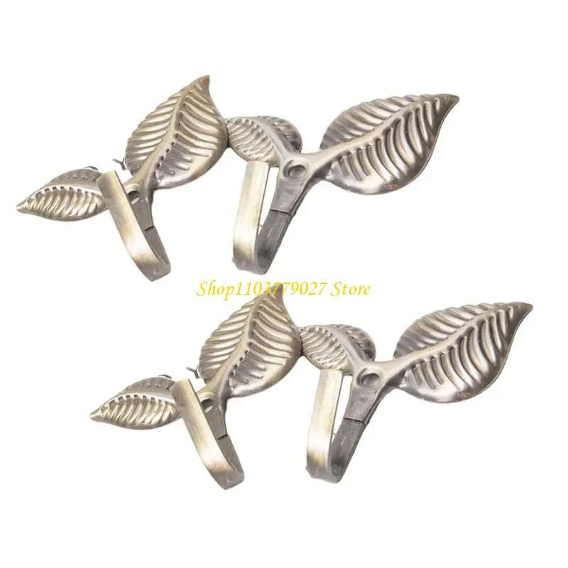 C4DF Vintage Leaf Curtain Holdbacks Hooks Wall Mounted Drapery Tieback Towel Hanger