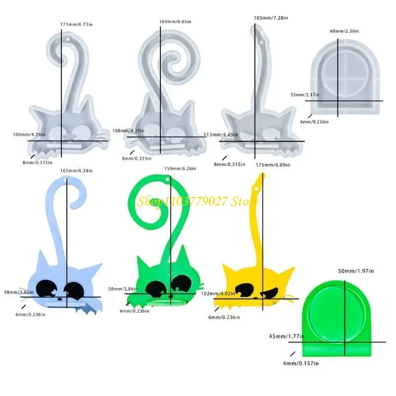 C4DF Kitten Animal Silicone Stand Molds Kitten Silicone Pendant Molds with Holder for Tealight Stand Epoxy Resin Molds