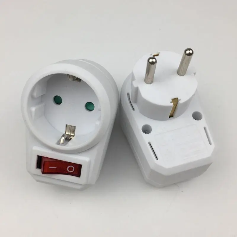 European Conversion Plug 1 to 1 Way Power Adapter Adaptor with Switch 16A AC 250V EU Travel Socket