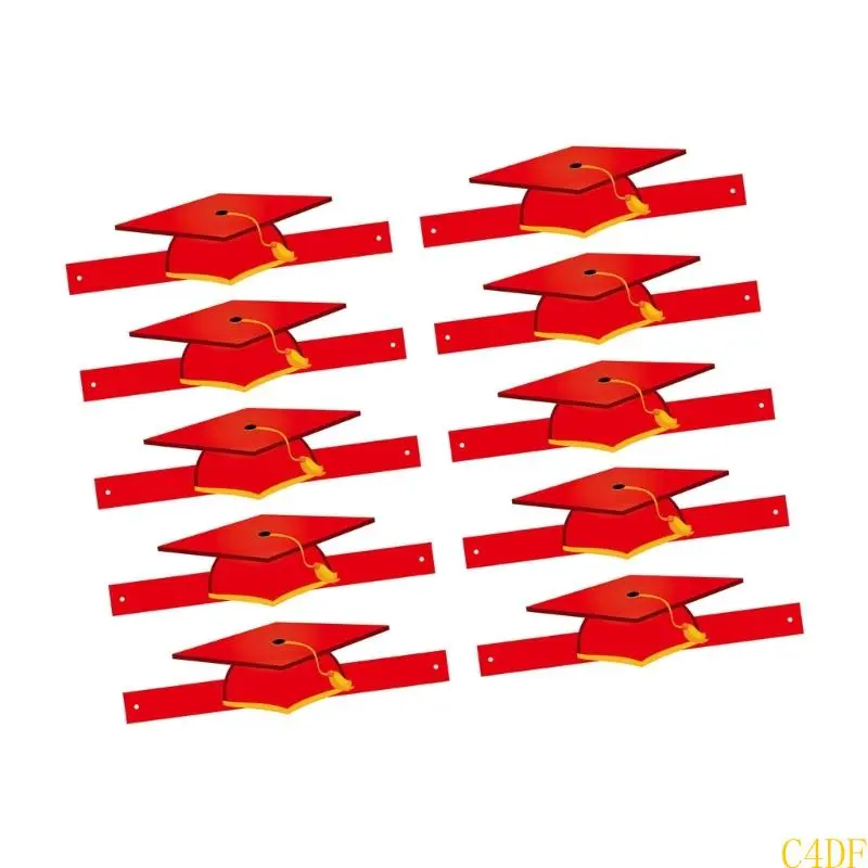 10pcs Graduation Hat with Tassels for Kindergarten and Preschool Graduating Event Easy To Assemble Paper Headwear