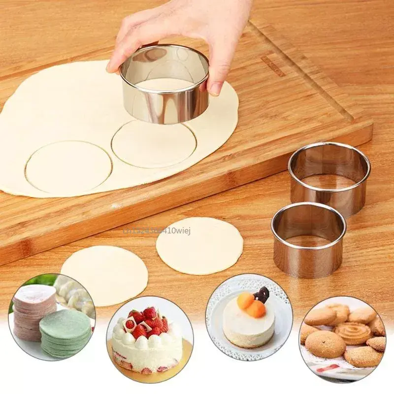 3pcs/set Stainless Steel Round Dumplings Wrappers Molds Set Cutter Maker Tools Round Cookie Pastry Round Cookie Pastry