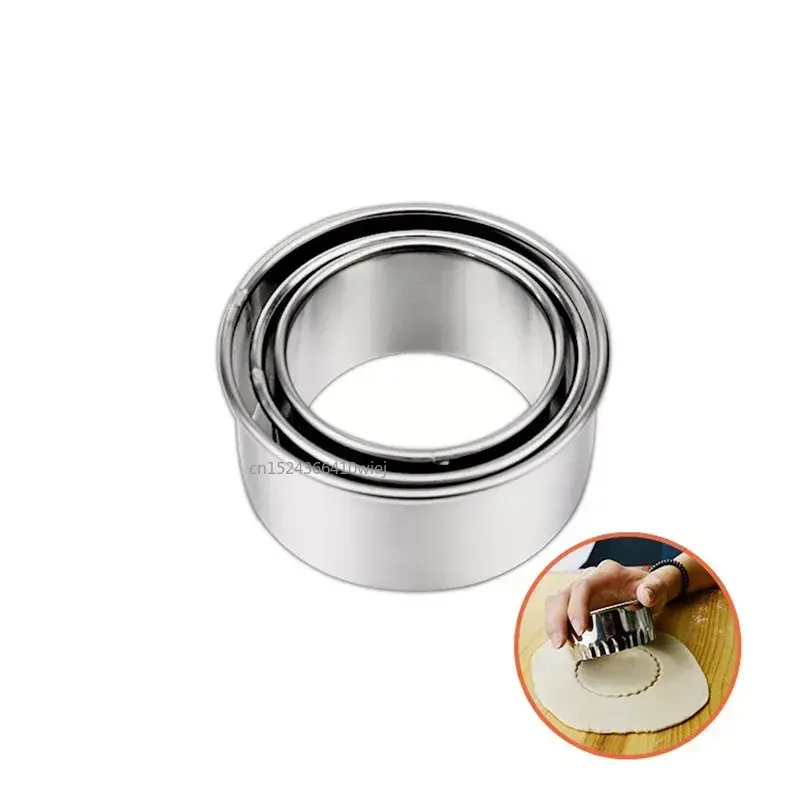3pcs/set Stainless Steel Round Dumplings Wrappers Molds Set Cutter Maker Tools Round Cookie Pastry Round Cookie Pastry