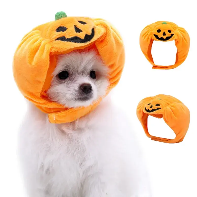 Cute Pet Pumpkin Hat Halloween Cat Dog Festival Dress Up Cap Funny Costume Cosplay Headgear Pet Halloween Christmas Decoration