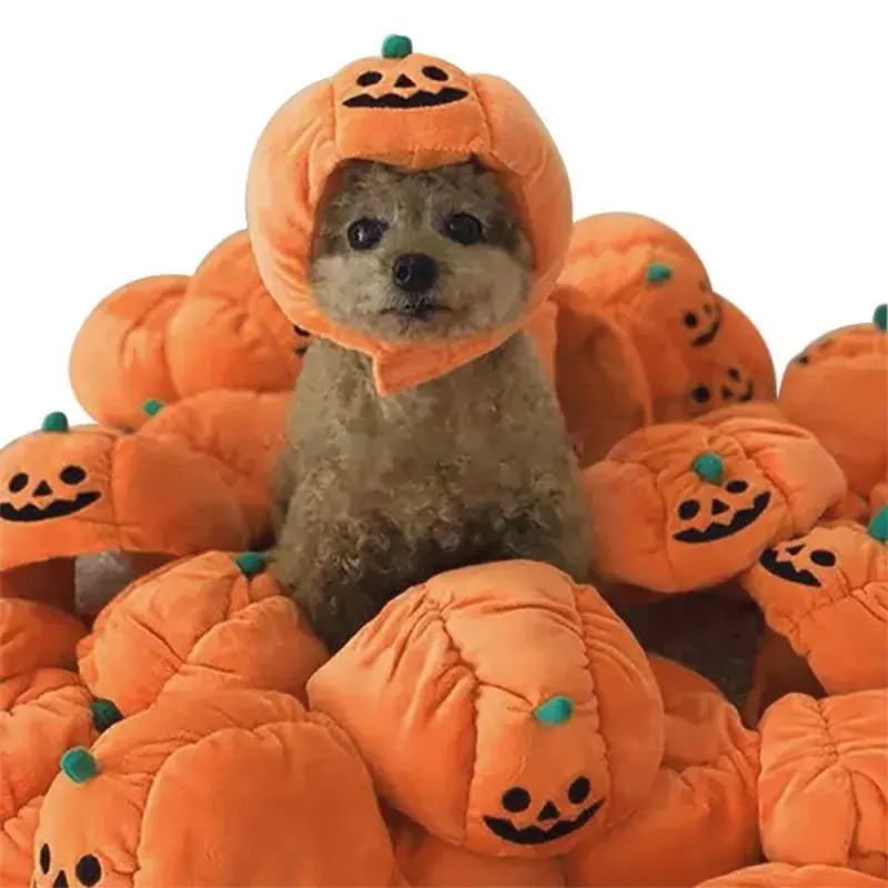 Cute Pet Pumpkin Hat Halloween Cat Dog Festival Dress Up Cap Funny Costume Cosplay Headgear Pet Halloween Christmas Decoration