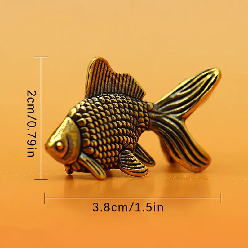 Goldfish Figurines Retro Brass Lucky Animal Statue Ornament Home Decor Desk Decoration Tea Pet Cute Gifts