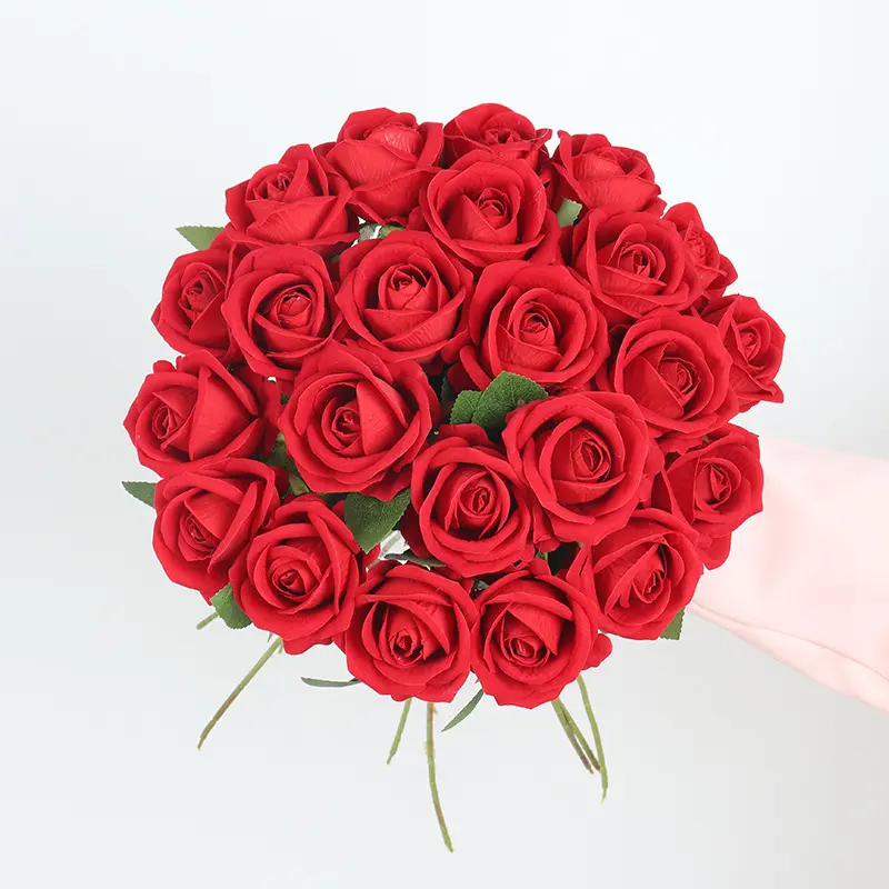 1pcs Artificial Flowers Bouquet White Red Rose Eucalyptus Leaves Wedding Decoration Peony Fake Flower for Party Home Decor Gift