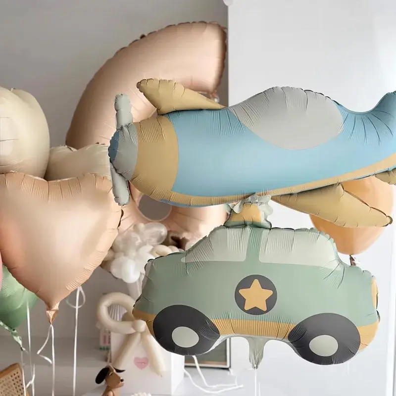 Cartoon Matte Bear Foil Balloons Matte Rainbow car plane balloon toys Kids Baby Shower Party Birthday Decorations Supplies