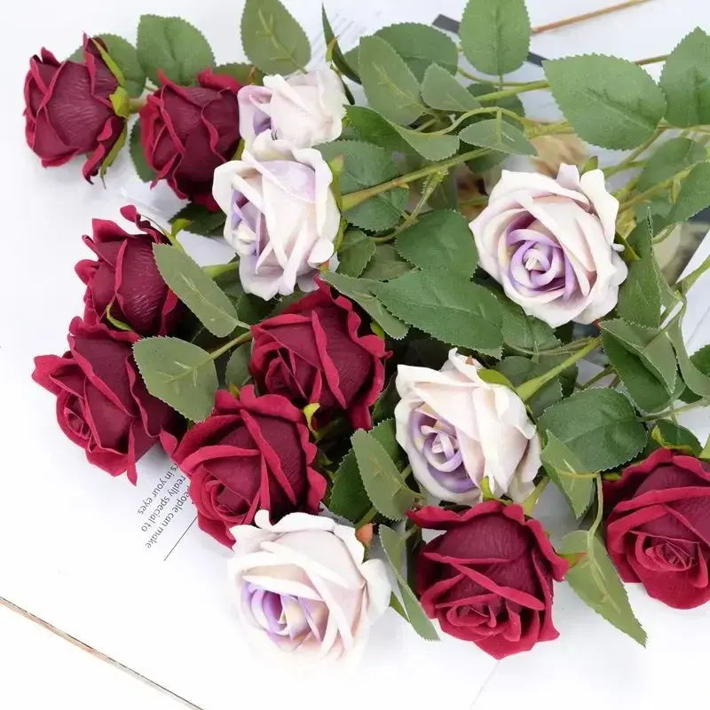 1pcs Artificial Flowers Bouquet White Red Rose Eucalyptus Leaves Wedding Decoration Peony Fake Flower for Party Home Decor Gift