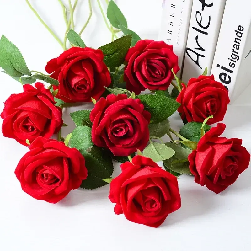 1pcs Artificial Flowers Bouquet White Red Rose Eucalyptus Leaves Wedding Decoration Peony Fake Flower for Party Home Decor Gift