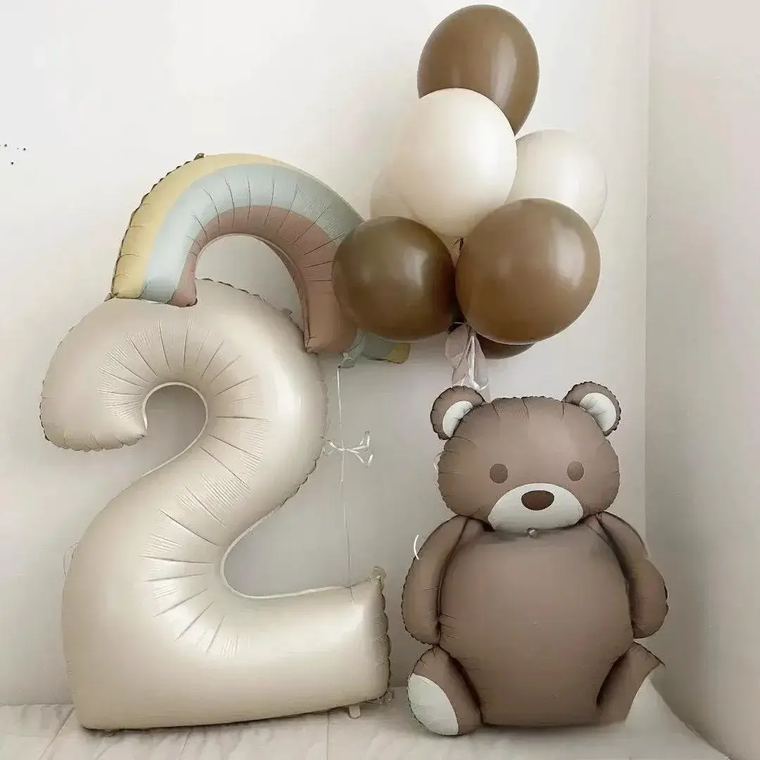 Cartoon Matte Bear Foil Balloons Matte Rainbow car plane balloon toys Kids Baby Shower Party Birthday Decorations Supplies