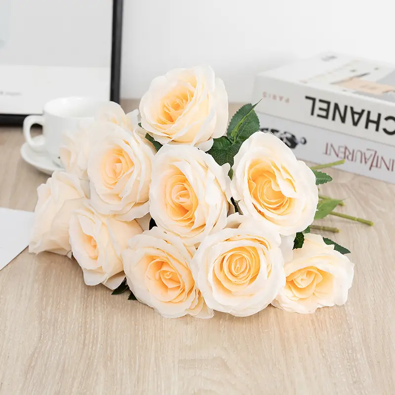 1pcs Artificial Flowers Bouquet White Red Rose Eucalyptus Leaves Wedding Decoration Peony Fake Flower for Party Home Decor Gift