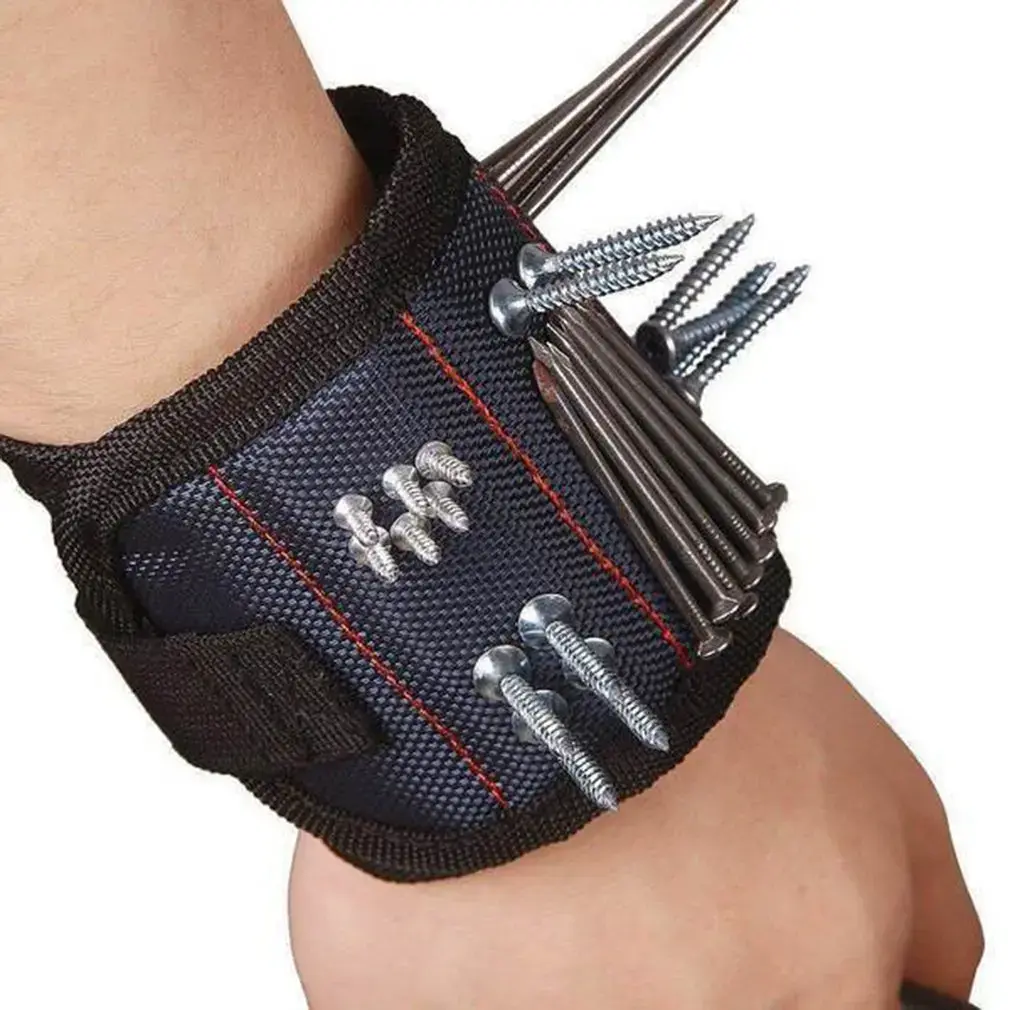 Magnetic Wristband Portable Tool Bag Magnet Electrician Waist Tool Belt Screws Nails Drill Bits Bracelet Drill Bag Repair Tool