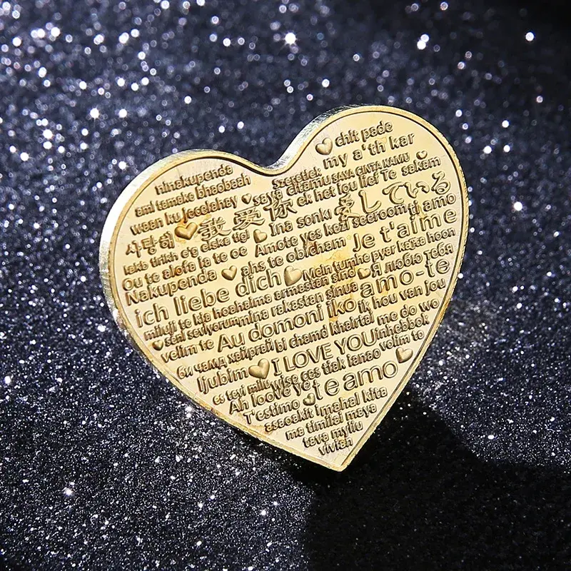 Commemorative Coin Heart Red Rose Shape Love Commemorative Coins Wedding Decoration Valentine Gift Rose Decoration Supplies