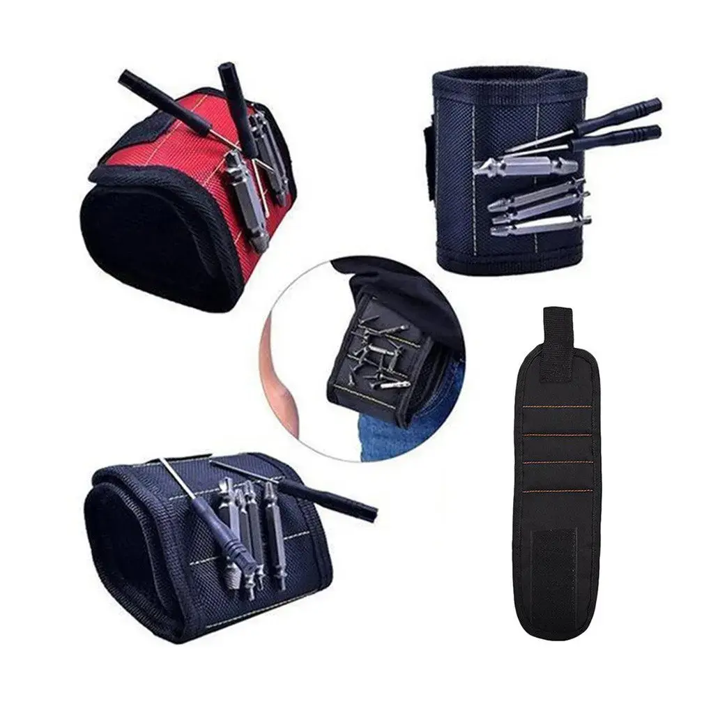 Magnetic Wristband Portable Tool Bag Magnet Electrician Waist Tool Belt Screws Nails Drill Bits Bracelet Drill Bag Repair Tool
