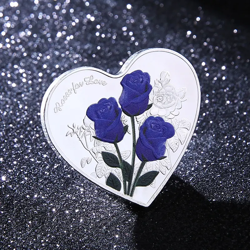 Commemorative Coin Heart Red Rose Shape Love Commemorative Coins Wedding Decoration Valentine Gift Rose Decoration Supplies