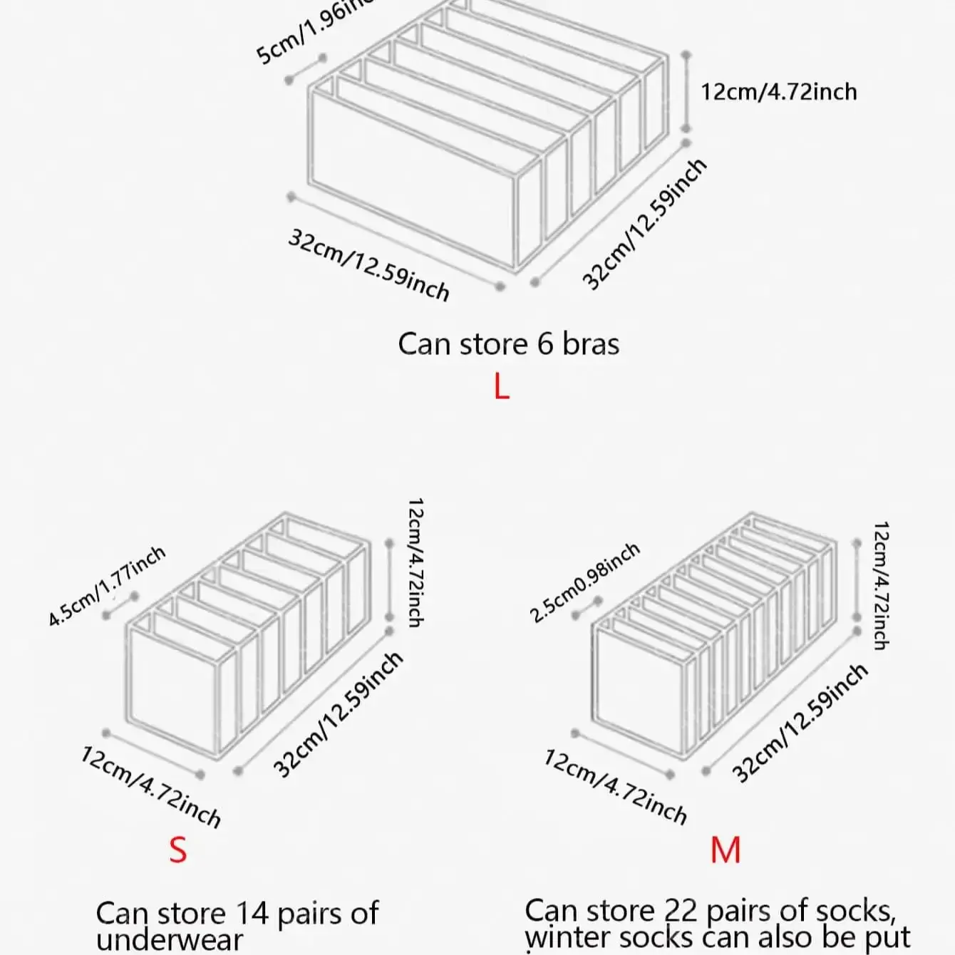 1-3PC Closet Organizer for Socks Home Separated Underwear Storage Box 7/9/11 Grids Jeans Bra Organizer Foldable Drawer Organizer