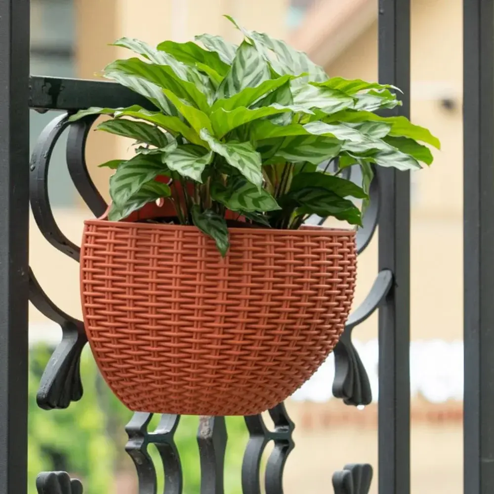 Hand Exquisite Wall-mounted Plastic Basket Indoor Outdoor Storage Flower Pot Plant Container Home Living Room Decoration