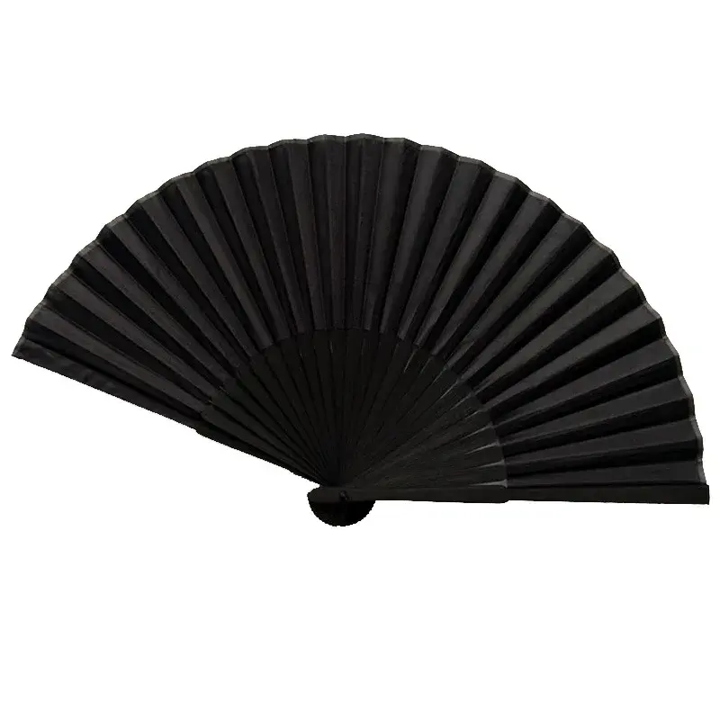 Vintage Black Chinese Style Folding Fans Kung Fu Fan Wedding Party Solid Color Pocket Hand Craft Dance Fan Home Decorative Fans