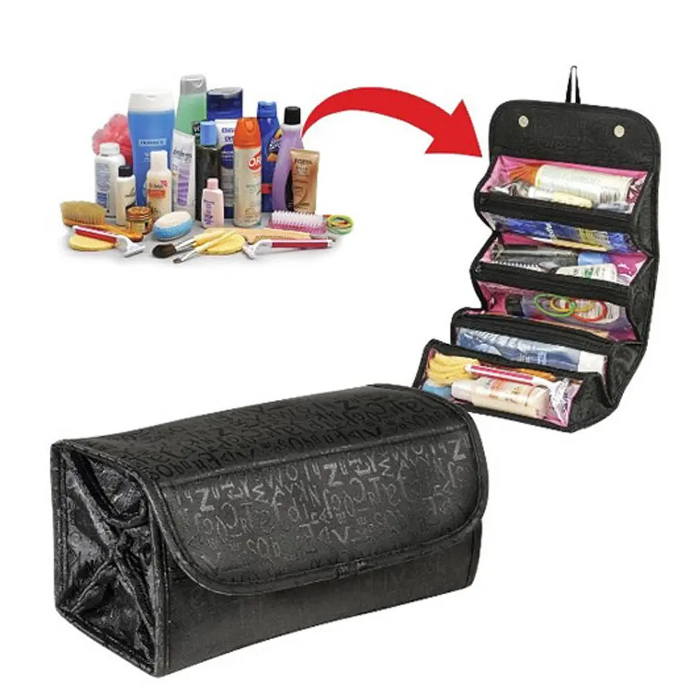 Make Up Cosmetic Bag Case Women Makeup Bag Hanging Toiletries Travel Kit Jewelry Organizer Fold Cosmetic Case Professional