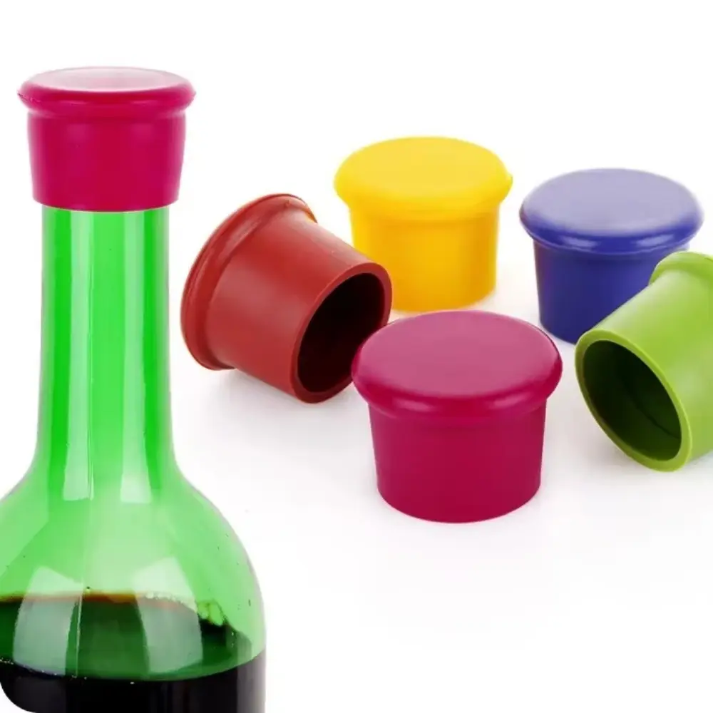 1pc Silicone Wine Bottle Caps Silicone Red Wine Bottle Caps Candy-colored Reusable Fresh-keeping Seal Beer Bottle Caps