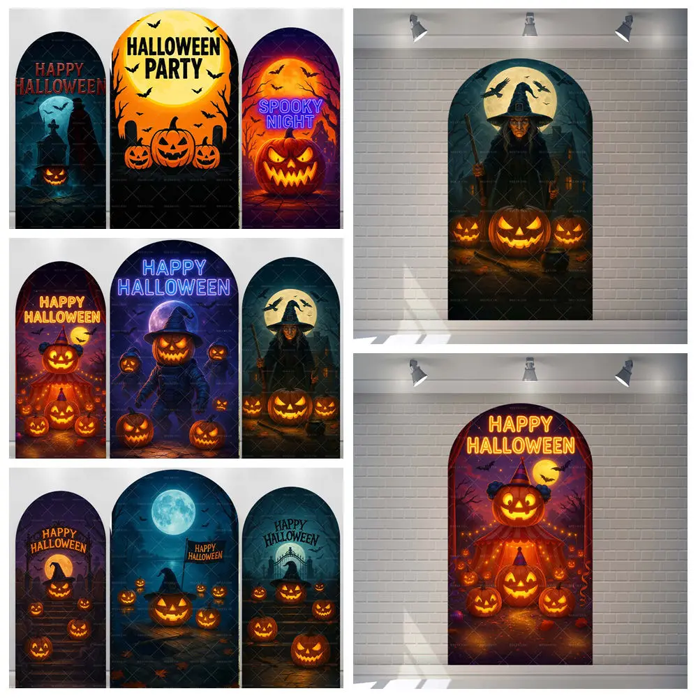 Arched Evil Pumpkin Horror Theme Customized Halloween Children's Party Decoration Offers Portrait Photography Background Props