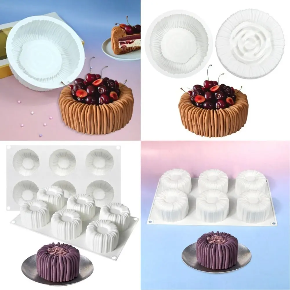 Round Flower Design Bento Cake Silicone Mold Silicone Material Dessert Making 3D Soap Candle Wax Mould Gypsum Making
