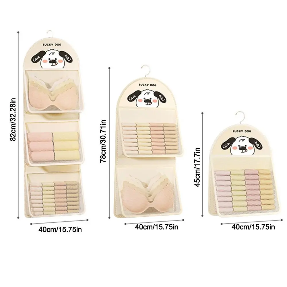 Large Capacity Storage Mesh Bag Underwear Socks Storage with Clothes Hanger Hanging Mesh Bag Wardrobe Organizer Polyester