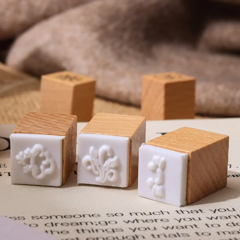 25pcs Flower Themed Stamps Set Cute Expressions Weather Wood Rubber Stamp DIY Craft Cartoon Mini Wooden Stamps