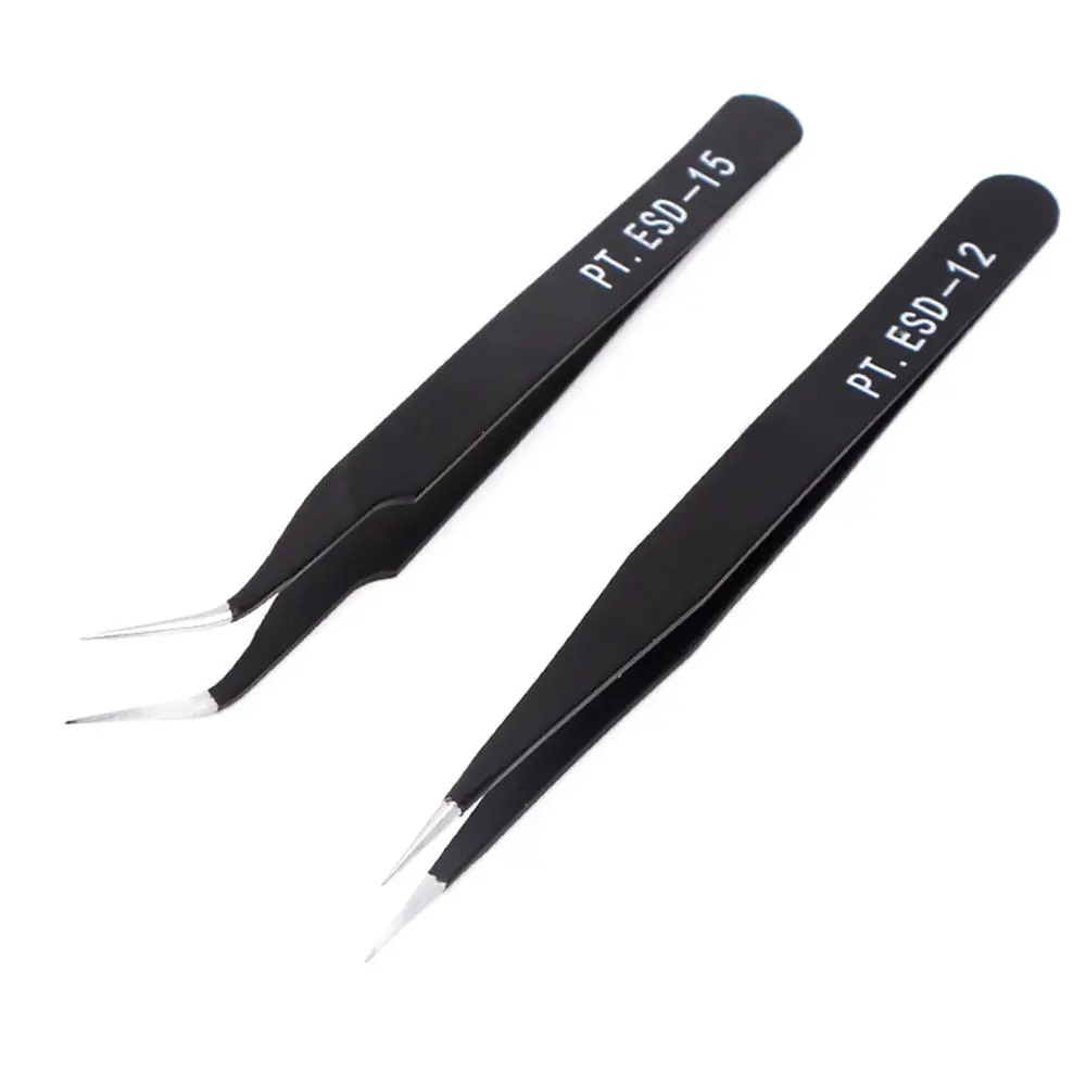 Stainless Steel ESD Anti-Static Tweezers Eyebrow Clip Precision Precision Tweezers Set Curved Straight Durable Tweezers