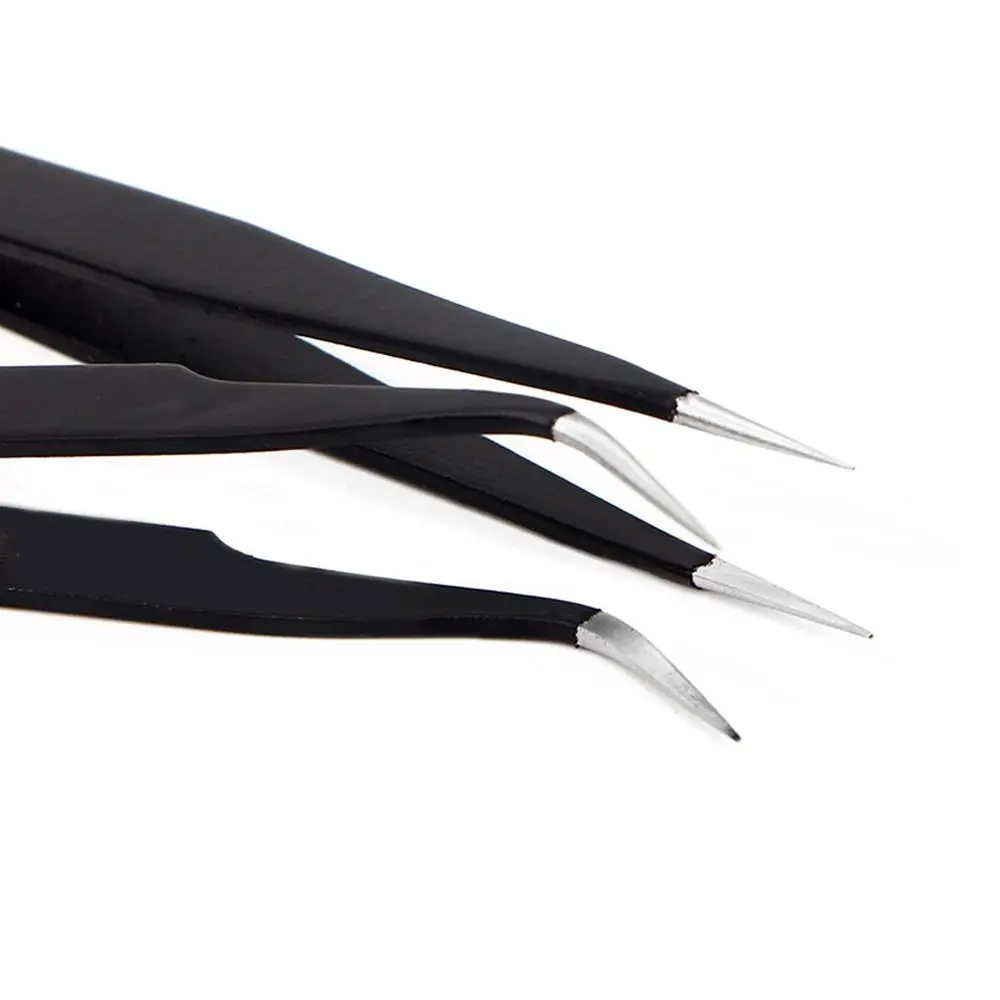 Stainless Steel ESD Anti-Static Tweezers Eyebrow Clip Precision Precision Tweezers Set Curved Straight Durable Tweezers