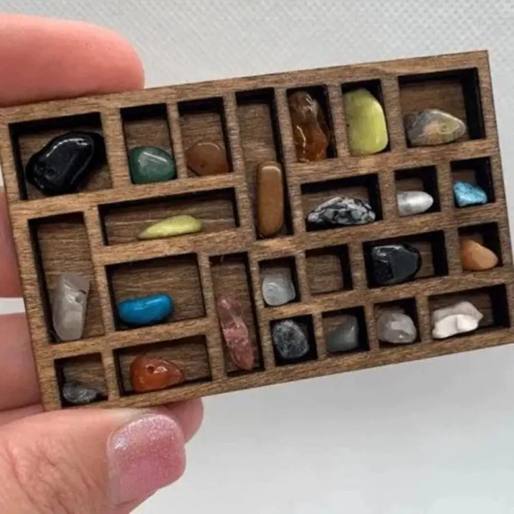 NEW Brown Miniature Trinket Shelf Variety Grids Compartments Mini Jewelry Holder Goods Display Rack Model Toy