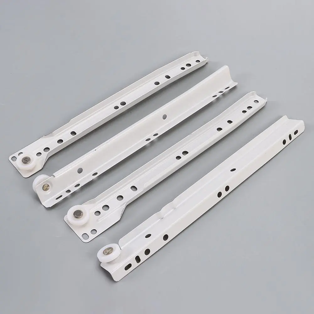 1Pair Mute Two Section Clothing Drawer Track Slides Cabinets Keyboard Roller Computer Table Chute Two Cabinet Rails