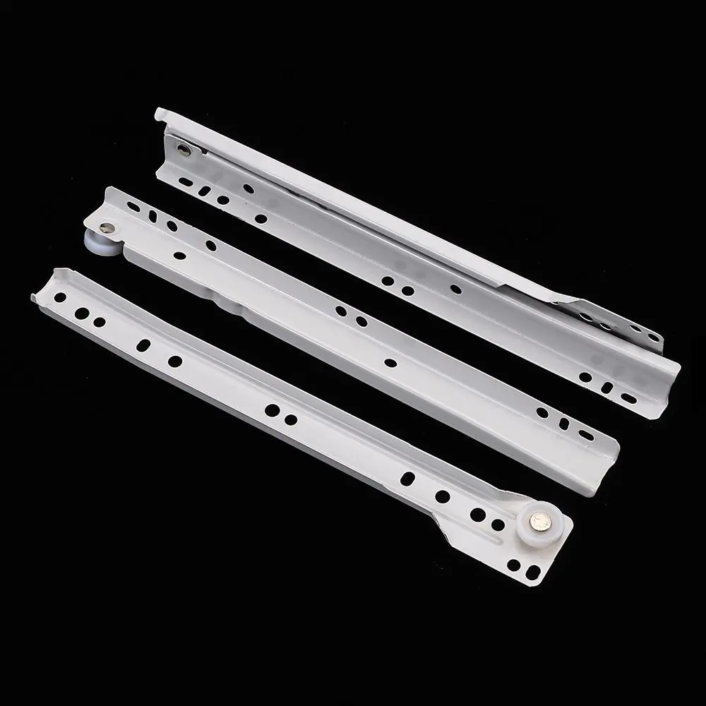 1Pair Mute Two Section Clothing Drawer Track Slides Cabinets Keyboard Roller Computer Table Chute Two Cabinet Rails