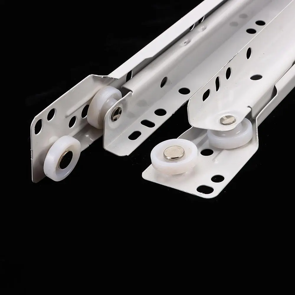 1Pair Mute Two Section Clothing Drawer Track Slides Cabinets Keyboard Roller Computer Table Chute Two Cabinet Rails