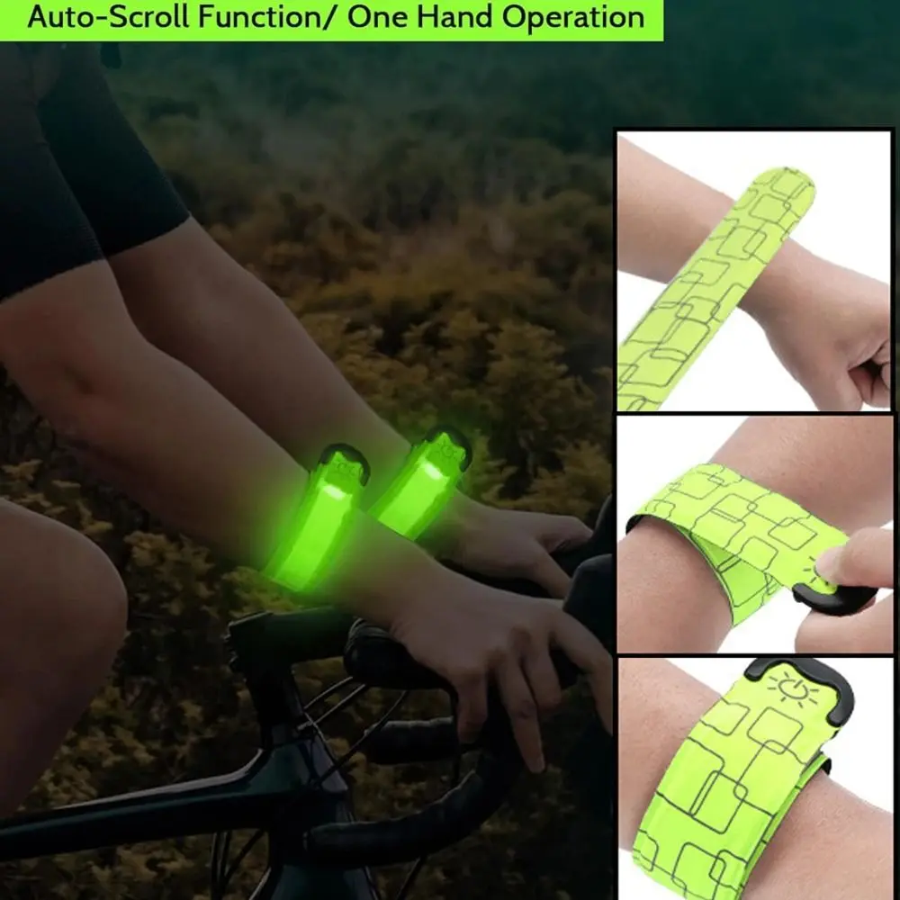 Battery Style Night Running Armband 5 Colors High Visibility Reflective Running Gear USB Rechargeable Light Weight