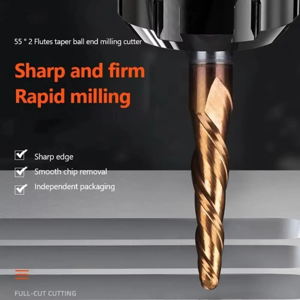 CNC 3D Carving Bits Solid Carbide Tapered Ball Nose End Mill Tapered Ball Nose Spiral Engraving Router Bits Endmill Woodworking