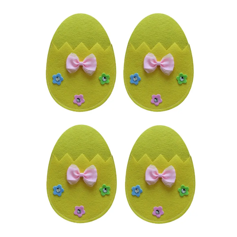 4PCS Easter Egg Cutlery Bag Non-woven Fabric Easter Fork Holder Floral Tableware Cover Ornaments Table Decorations