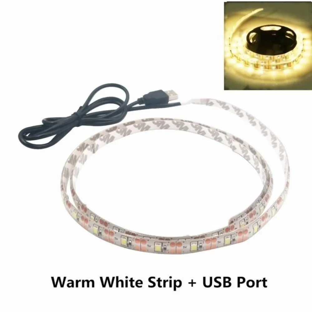 New 5V LED Light Strips RGB Flexible Lighting Decor Strip White Warm with USB Cable Plug Atmosphere Light Strip Home Decor Lamp