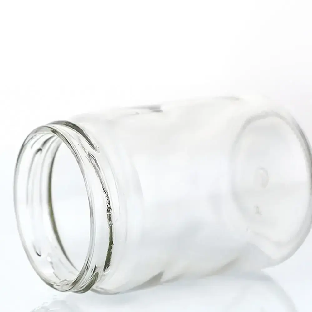 1Pcs with Black Airtight Lids Glass Jar Food Storage Kitchen Mason Jar Round 100ml 150ml 195ml 240ml Canning Containers