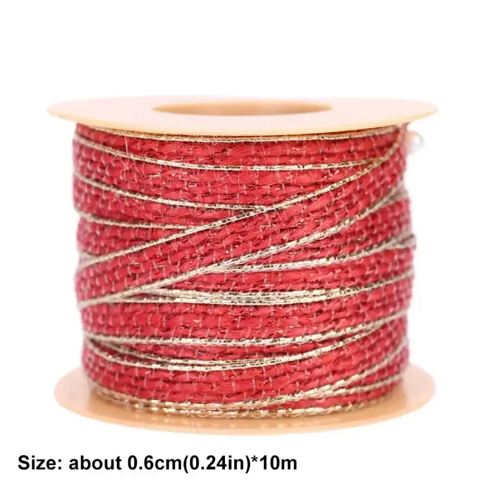10M/Roll Retro Linen Ribbon Coarse Texture DIY Craft Gift Wrapping Ribbon Eco-Friendly Shining Wedding Decor Webbing Bow Tie