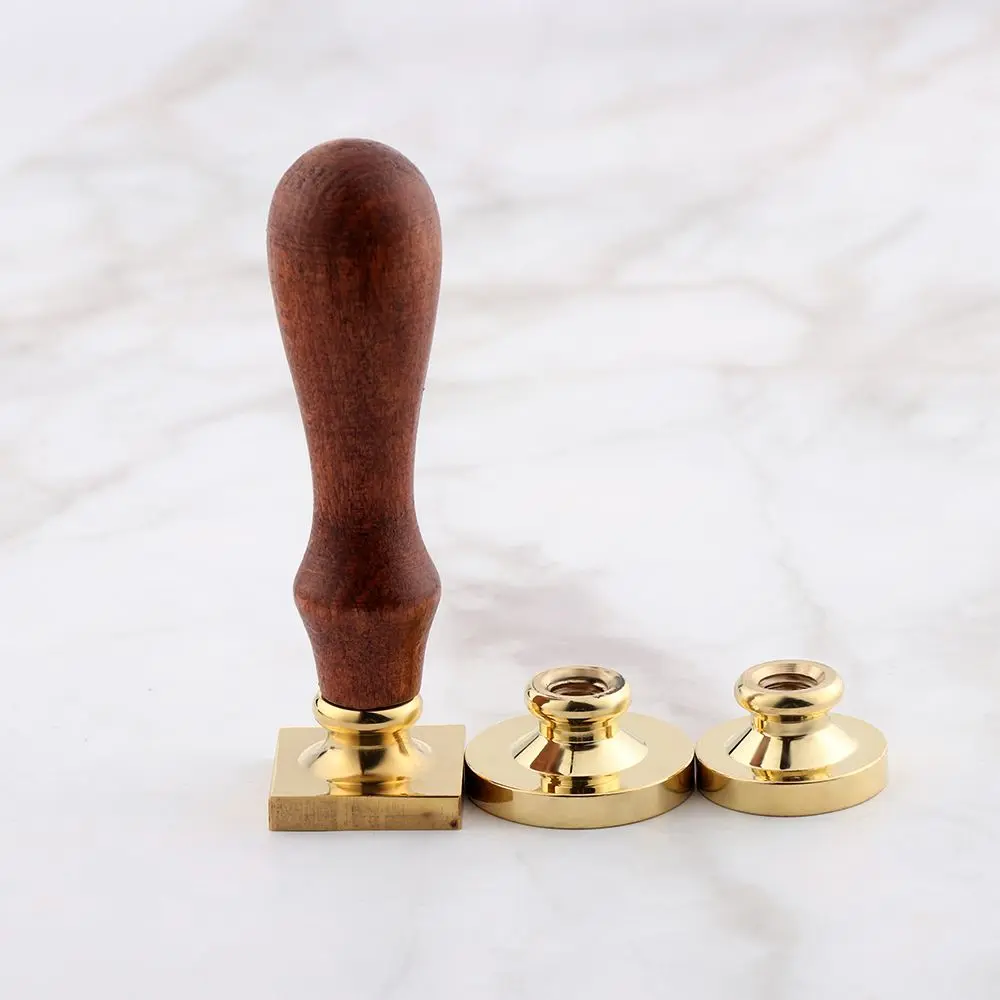 Wooden Wax Sealing Stamp Handle Brass Sealing Wax Stamps Head Retro Rosewood Handle Wax Seal Copper Head For Scrapbooking