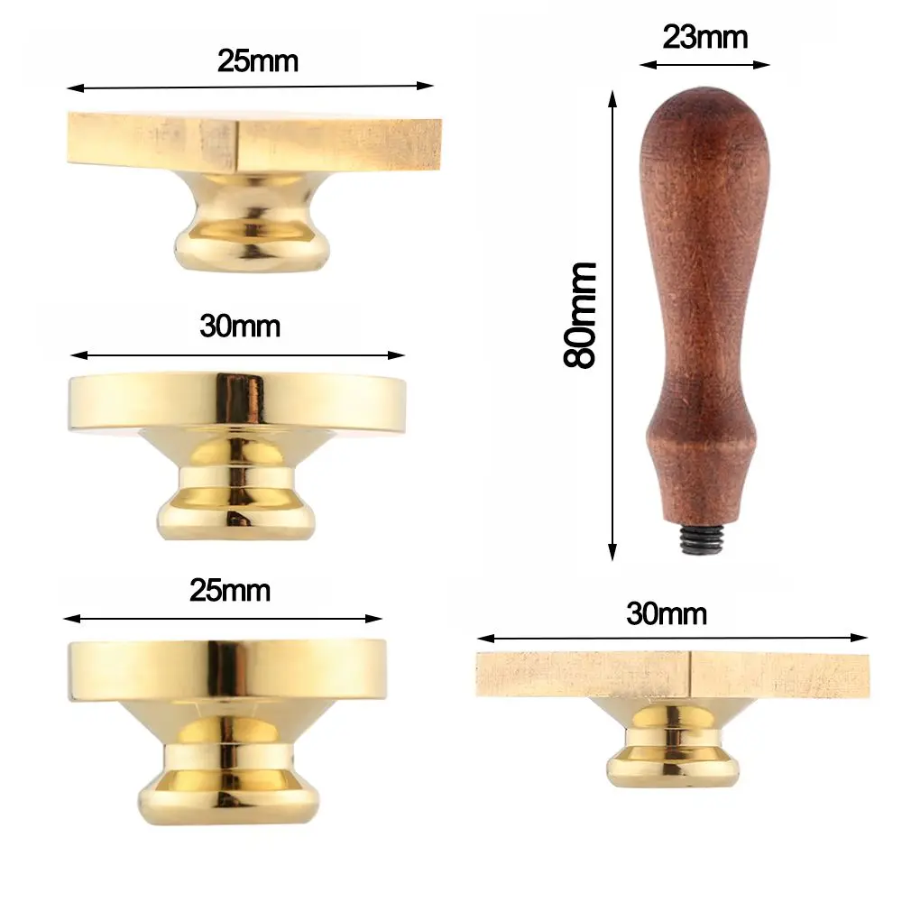 Wooden Wax Sealing Stamp Handle Brass Sealing Wax Stamps Head Retro Rosewood Handle Wax Seal Copper Head For Scrapbooking