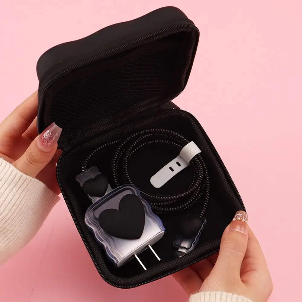 Fashion 3D Love Heart Storage Bags Multifunctional Convenient Zipper Bag Portable Pocket Pouch Headphone Data Cable