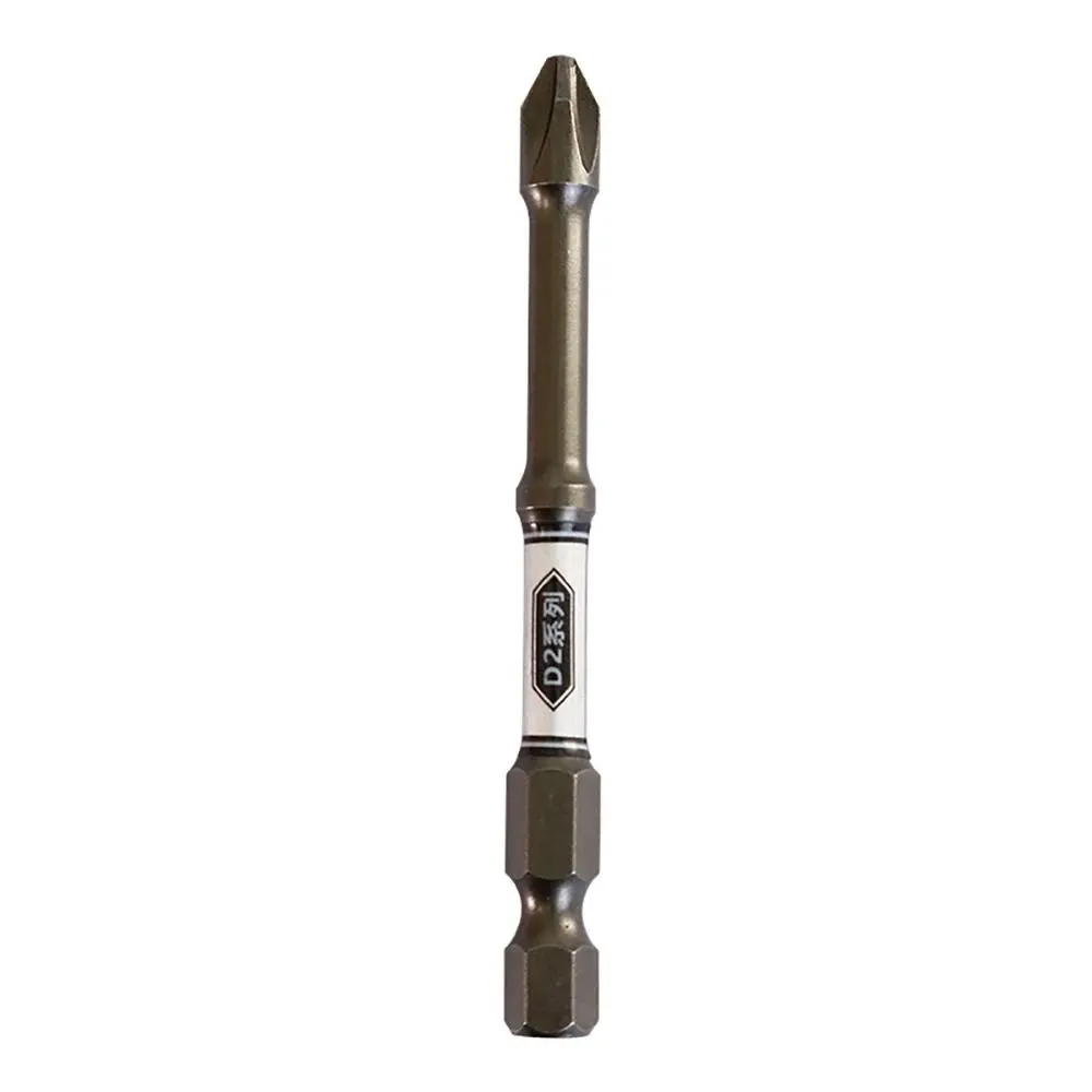 5Pcs/Set PH2 6.35mm D2 Impact Phillips Screwdriver Bit Impact Resistant Wear-resistant Cross Driver Drill Bit Hex Shank