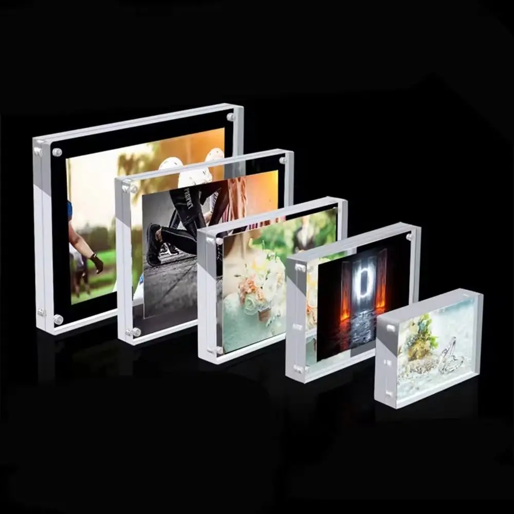 Room Desk Home Decoration Transparent Photo Picture Frame Acrylic 10mm Magnetic Display Frame Poster Display Stand For Photo