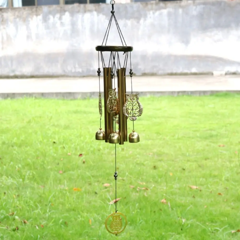 Outdoor Copper Bells Wind Chimes DIY Owl Garden Yard Decoration Creative Hummingbird Hanging Ornament