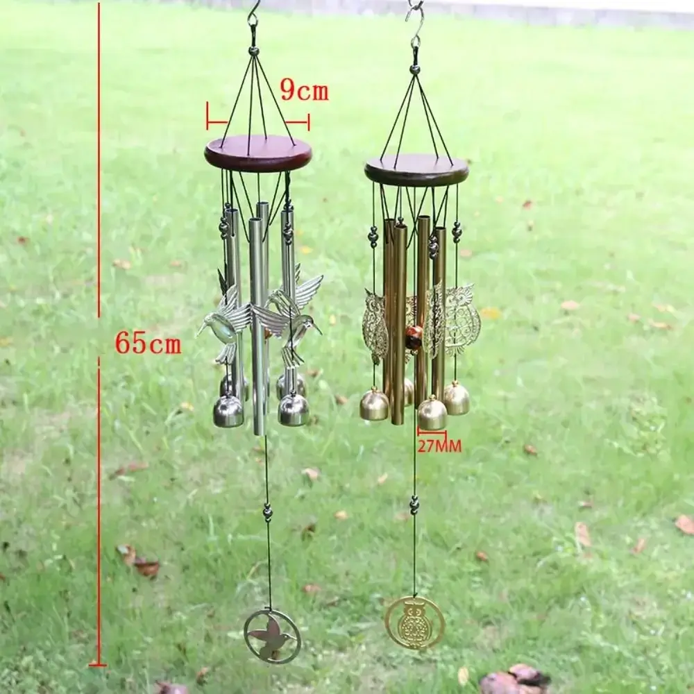Outdoor Copper Bells Wind Chimes DIY Owl Garden Yard Decoration Creative Hummingbird Hanging Ornament